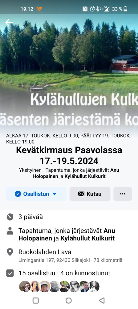 Screenshot_2024-03-08-19-12-17-49_a23b203fd3aafc6dcb84e438dda678b6.jpg (279.42 KiB) Katsottu 41266 kertaa Paavolassa ollut jo monena vuonna tapahtuma tuohon aikaan. Anu ja Reijo faseen jo laittanut että olisiko mahdollista Halsuaa vaihtaa eri viikon lopulle